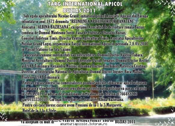 acest targ  sambata 7 mai 2011, va fi 