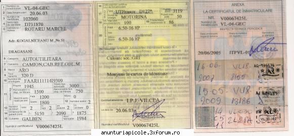 certificat vand aro si remorca speciala apicola